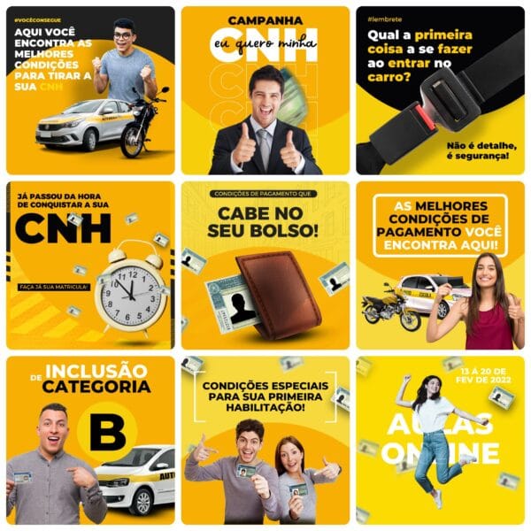 Pack Canva Auto Escola Template Canva 26 Artes + Bônus