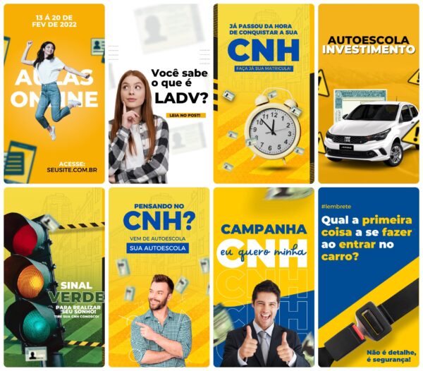 Pack Canva Auto Escola Template Canva 27 Artes Storie + Bônus