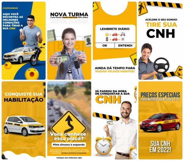 Pack Canva Auto Escola Template Canva 27 Artes Storie + Bônus