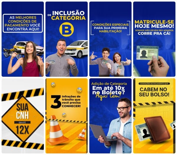 Pack Canva Auto Escola Template Canva 27 Artes Storie + Bônus