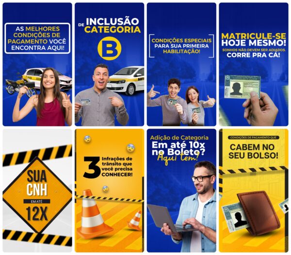 Pack Canva Auto Escola Template Canva 27 Artes Storie + Bônus