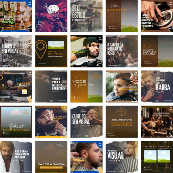 Pack Canva Barbearia Cabeleireiro Template Canva 50 Artes + Bônus