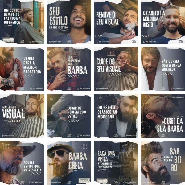 Pack Canva Barbearia Cabelereiro Template Canva 30 Artes + Bônus