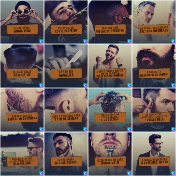 Pack Canva Barbearia Template Canva 200 Artes + Legendas