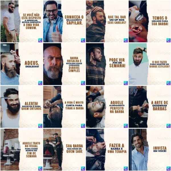 Pack Canva Barbearia Template Canva 200 Artes + Legendas