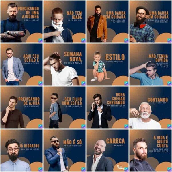 Pack Canva Barbearia Template Canva 200 Artes + Legendas