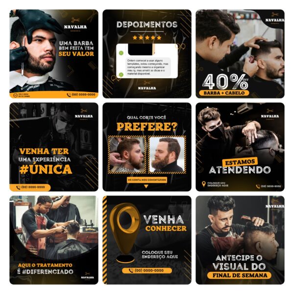 Pack Canva Barbearia Template Canva 30 Artes + Bônus
