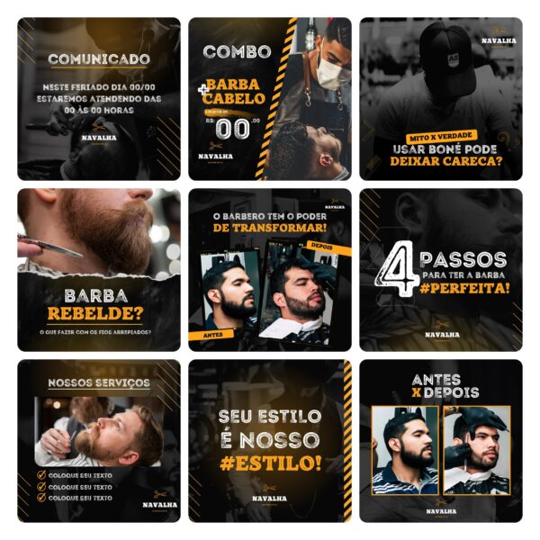Pack Canva Barbearia Template Canva 30 Artes + Bônus