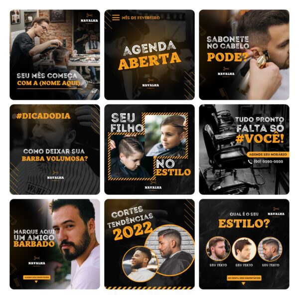 Pack Canva Barbearia Template Canva 30 Artes + Bônus