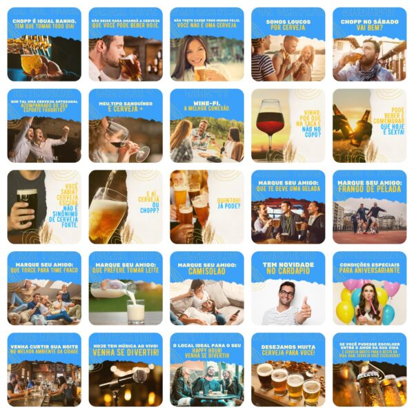 Pack Canva Bares Bar Cervejaria Template Canva 200 Artes + Legendas