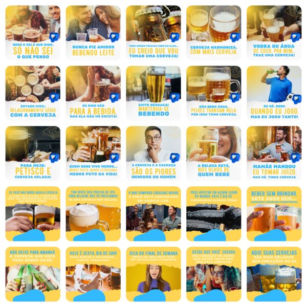 Pack Canva Bares Bar Cervejaria Template Canva 200 Artes + Legendas