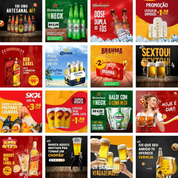Pack Canva Bebidas Bar Cervejaria Template Canva 30 Artes + Bônus