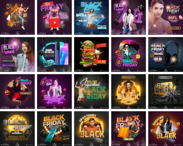 Pack Canva Black Friday Ofertas 3.0 Template Canva 20 Artes + Bônus