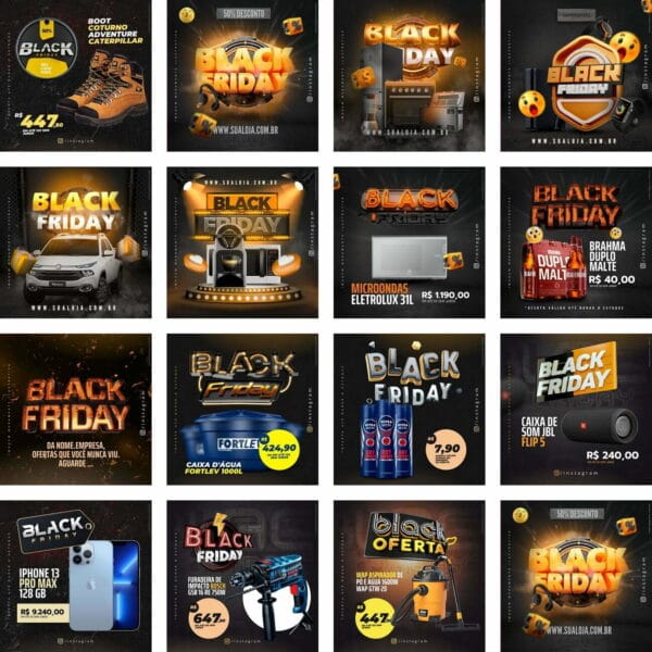 Pack Canva Black Friday Promoções Template Canva 15 Artes + Bônus