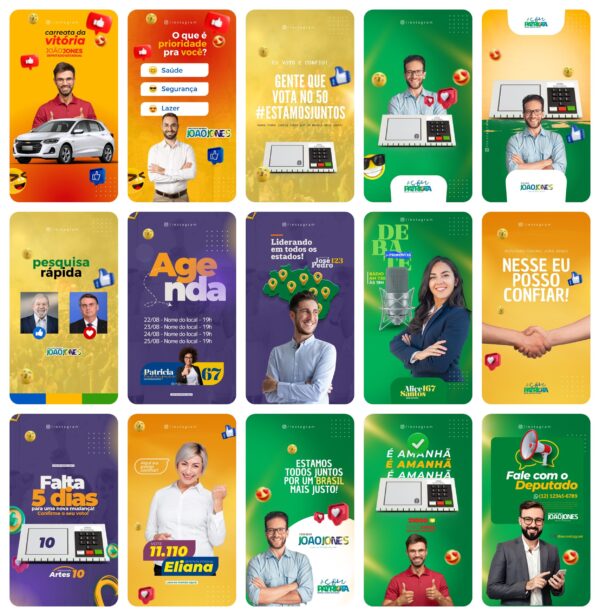 Pack Canva Campanha Política Eleição Template Canva 45 Storie