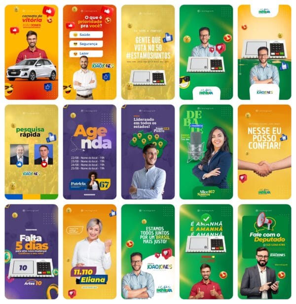 Pack Canva Campanha Política Eleição Template Canva 45 Storie
