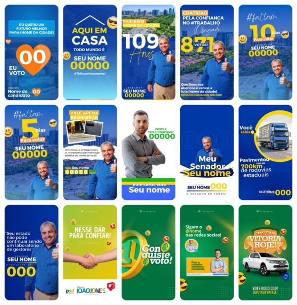 Pack Canva Campanha Política Eleição Template Canva 45 Storie