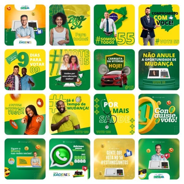 Pack Canva Campanha Política Template Canva 70 Artes + Bônus