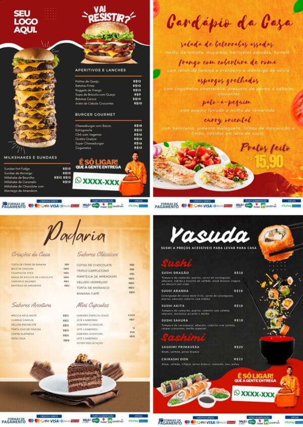 Pack Canva Cardápios Menus Template Canva 10 Artes