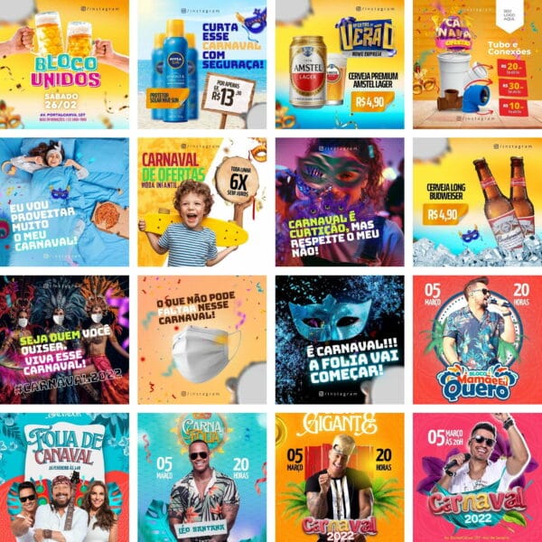 Pack Canva Carnaval Template Canva 60 Artes + Bônus