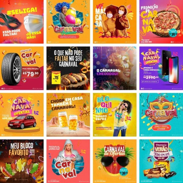 Pack Canva Carnaval Template Canva 60 Artes + Bônus
