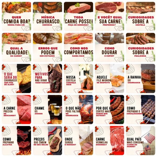 Pack Canva Churrascaria Template Canva 200 Artes + Legendas