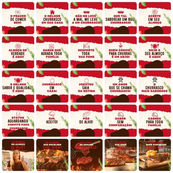 Pack Canva Churrascaria Template Canva 200 Artes + Legendas