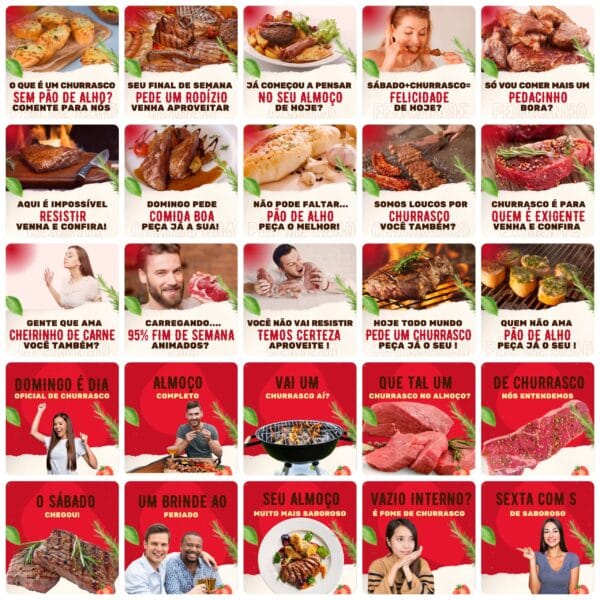 Pack Canva Churrascaria Template Canva 200 Artes + Legendas