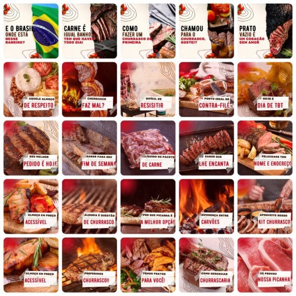 Pack Canva Churrascaria Template Canva 200 Artes + Legendas