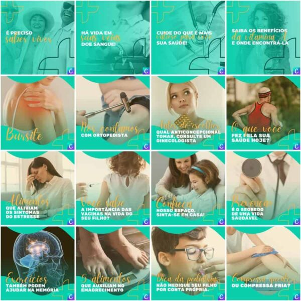 Pack Canva Clinicas Medica Template Canva 200 Artes + Legendas