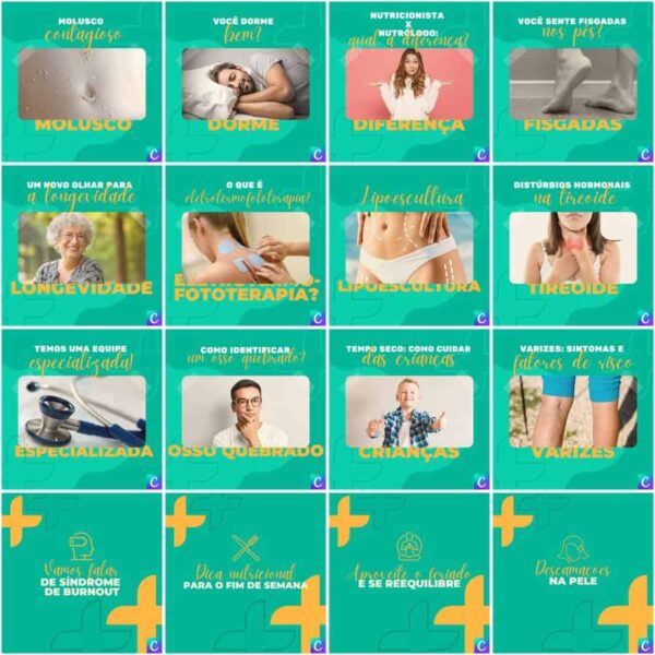 Pack Canva Clinicas Medica Template Canva 200 Artes + Legendas