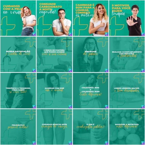 Pack Canva Clinicas Medica Template Canva 200 Artes + Legendas