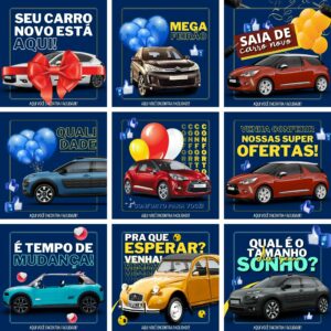 Pack Canva Concessionária Venda de Carros 3.0 Template Canva 10 Artes + Bônus
