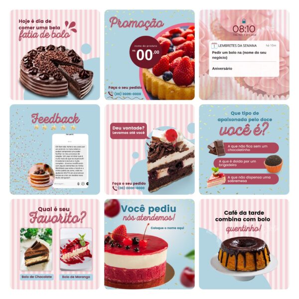 Pack Canva Confeitaria Template Canva 30 Artes + Bônus