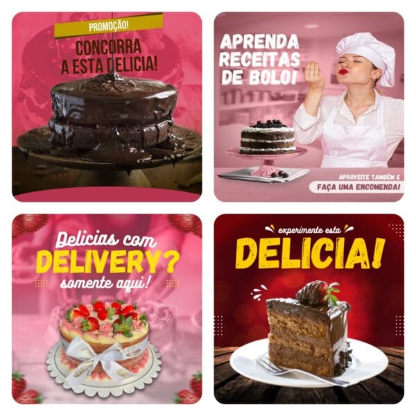 Pack Canva Confeitaria Template Canva 40 Artes + Bônus