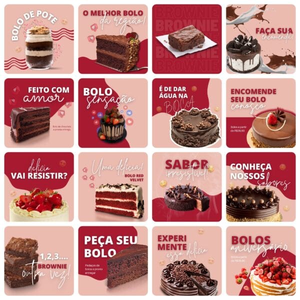 Pack Canva Confeitaria Template Canva 40 Artes + Bônus