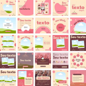Pack Canva Confeiteira Bolos Template Canva 24 Artes + Bônus