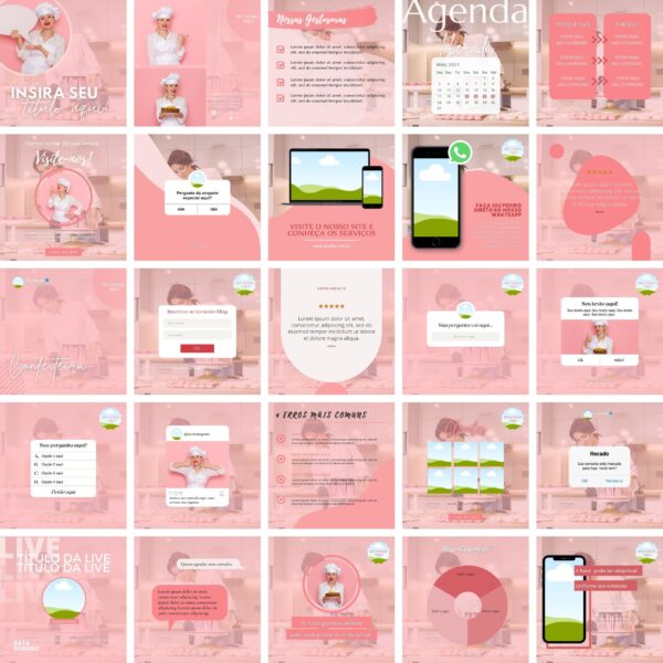 Pack Canva Confeiteira Confeitaria Template Canva 25 Artes + Bônus