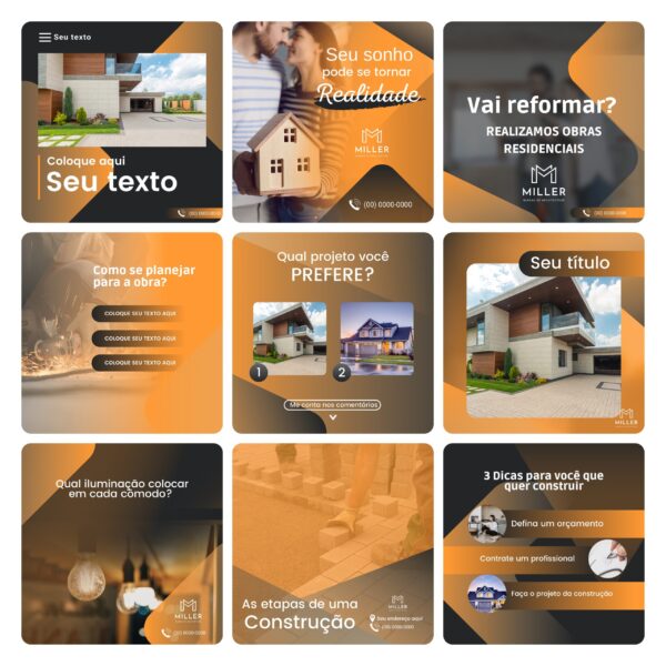 Pack Canva Construtora Template Canva 30 Artes + Bônus