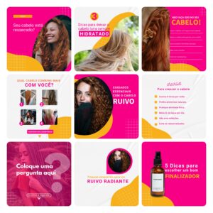 Pack Canva Consultora Capilar Cabelo Template Canva 30 Artes + Bônus