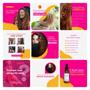 Pack Canva Consultora Capilar Cabelo Template Canva 30 Artes + Bônus