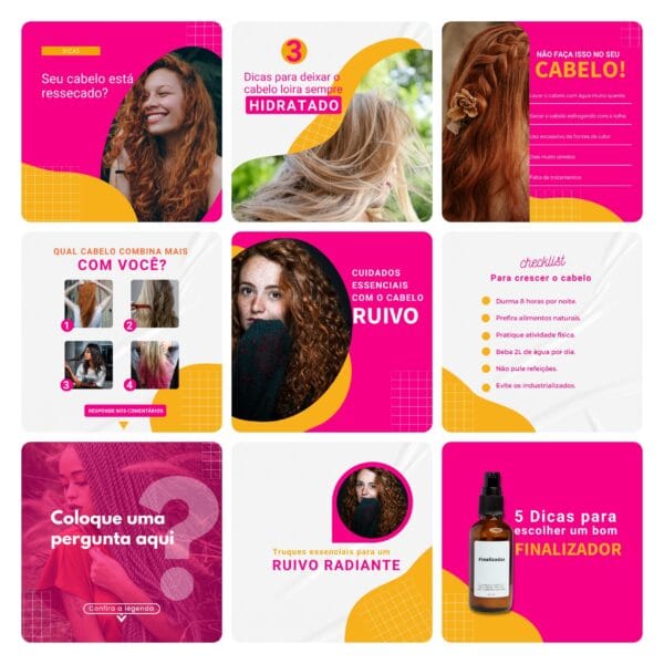 Pack Canva Consultora Capilar Cabelo Template Canva 30 Artes + Bônus