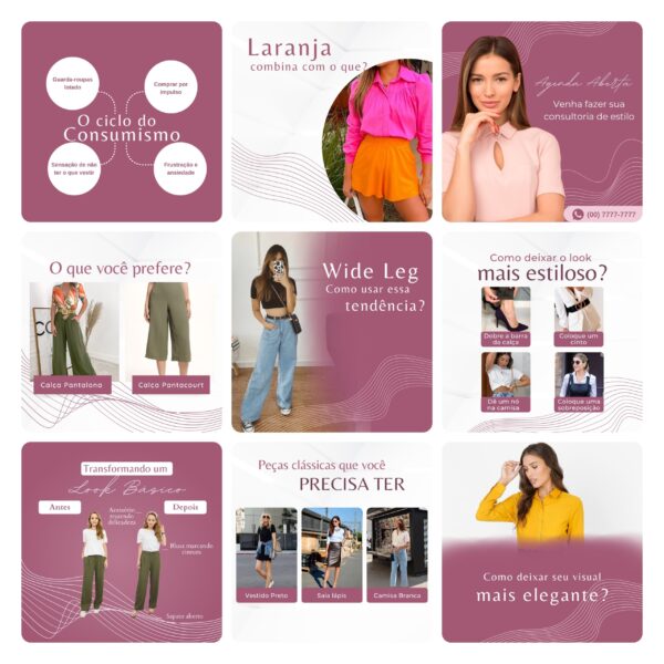 Pack Canva Consultora de Imagens Template Canva 30 Artes + Bônus