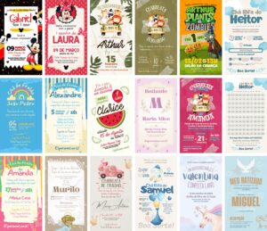 Pack Canva Convites Infantis Template Canva 30 Artes