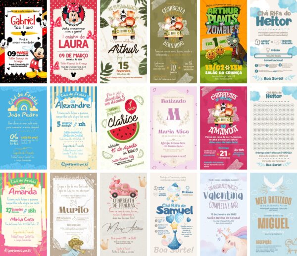 Pack Canva Convites Infantis Template Canva 30 Artes