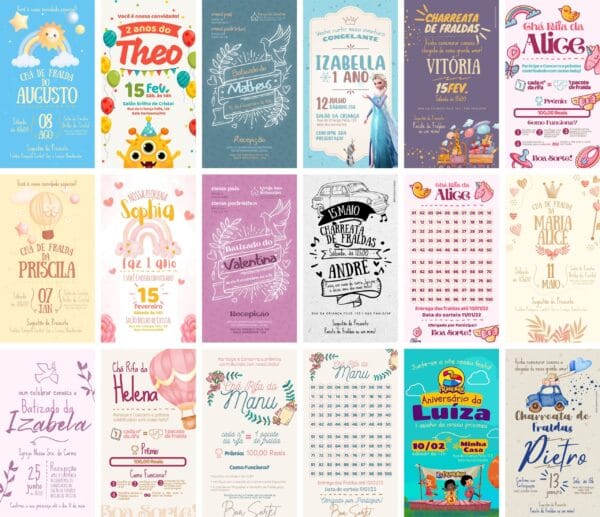 Pack Canva Convites Infantis Template Canva 30 Artes