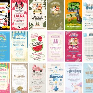 Pack Canva Convites Infantis Template Canva 30 Artes