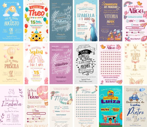 Pack Canva Convites Infantis Template Canva 30 Artes
