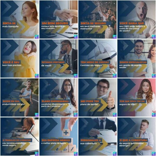 Pack Canva Corretora de Seguros Template Canva 200 Artes + Legendas