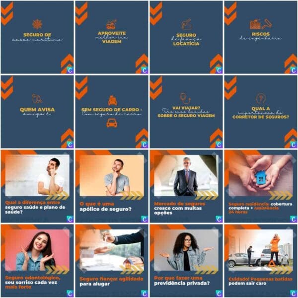Pack Canva Corretora de Seguros Template Canva 200 Artes + Legendas